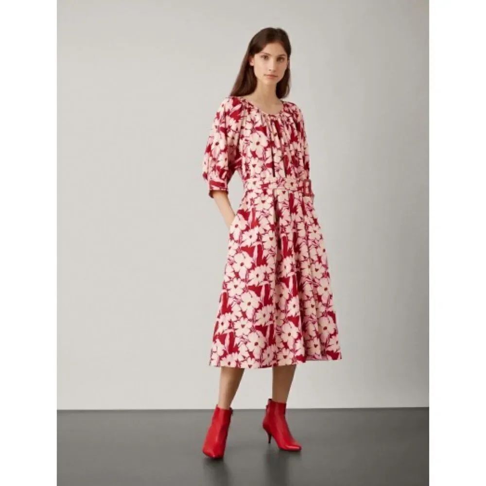 Joseph Cotton Shan floral midi dress size 40